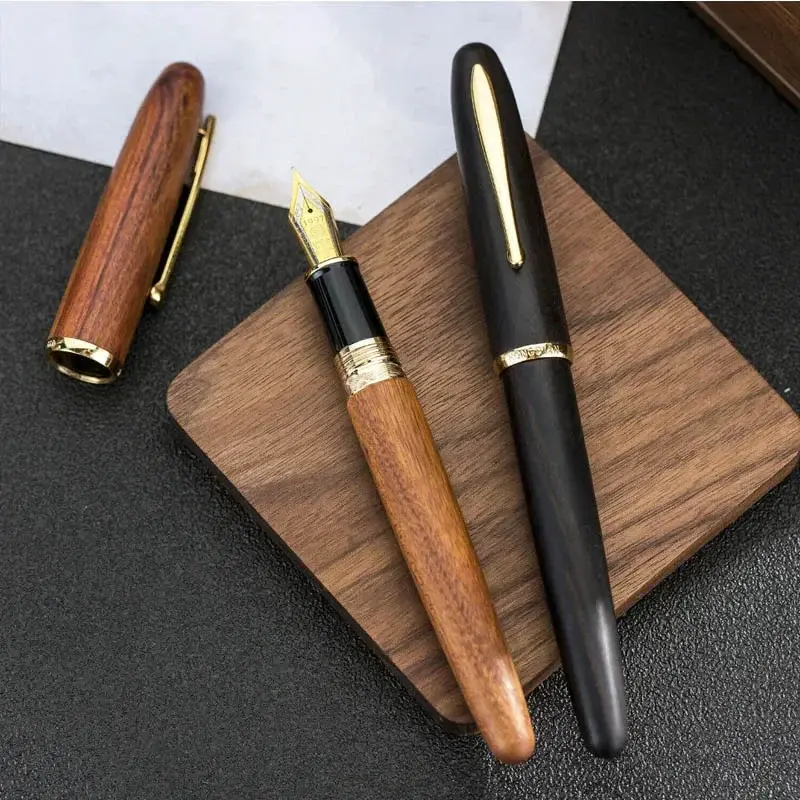 HongDian 660 Natural Wood Fountain Pen EF/ F Nib Handcrafted Sandalwood Pens school office business Creative gift pen stationery