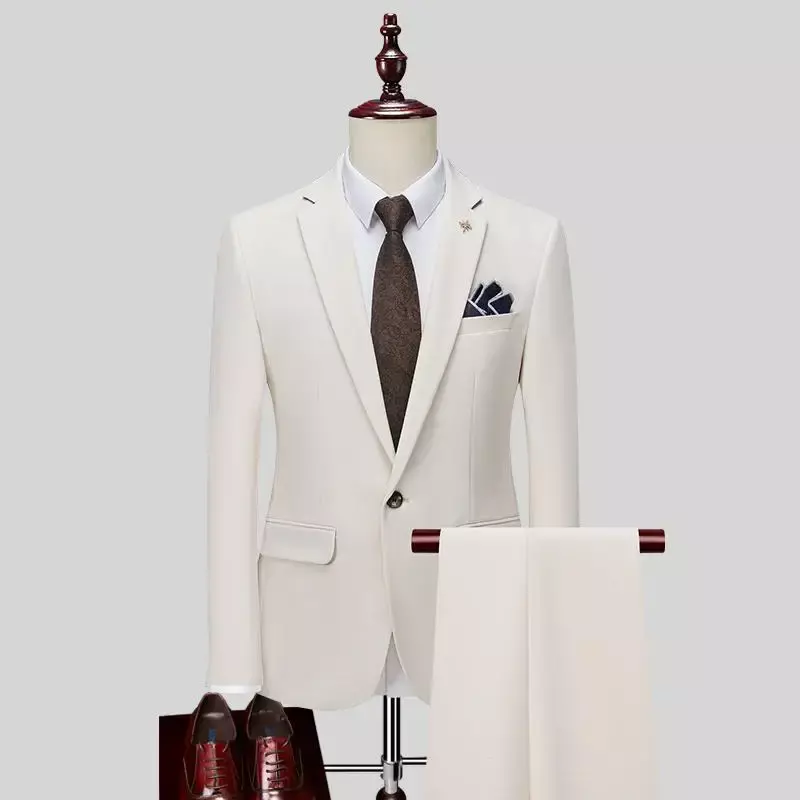 WeiJ8008-Conjunto de dos piezas para hombre, traje ajustado de estilo coreano, multicolor, para novio y padrino de boda, novedad