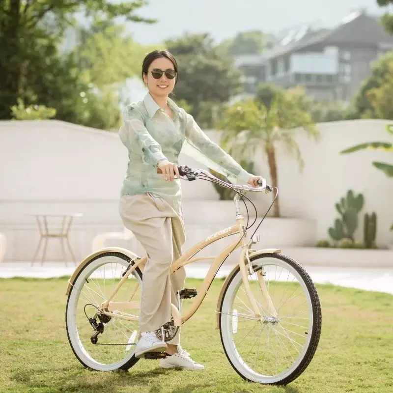 Bicicleta de playa de 26 pulgadas para mujer, una sola velocidad y 7 velocidades, varios colores