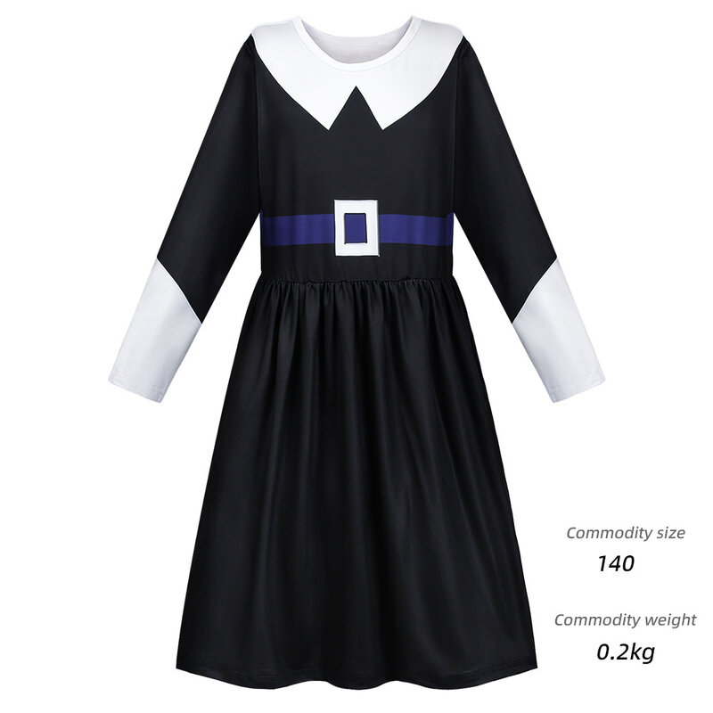 Movie Wednesday Cosplay Kids Dresses Long Sleeved Wednesday Addams Gothic Children Black Dress Halloween Party Costumes