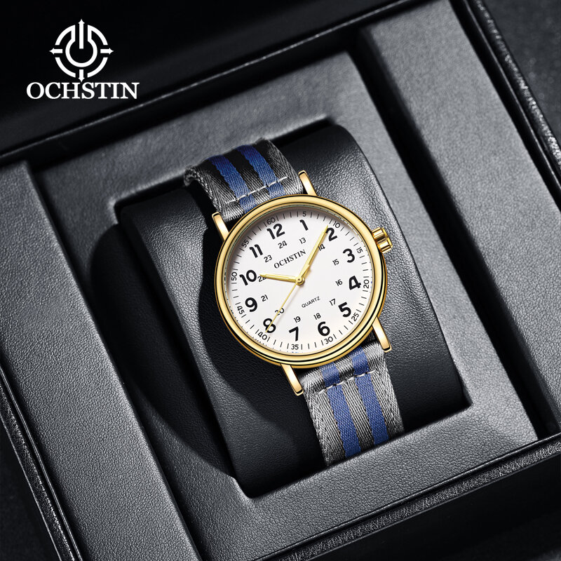 Jam tangan model panas OCHSTIN 2024 jam tangan seri nilon kreatif sederhana dan nyaman jam tangan multifungsi gerakan kuarsa jam tangan pria