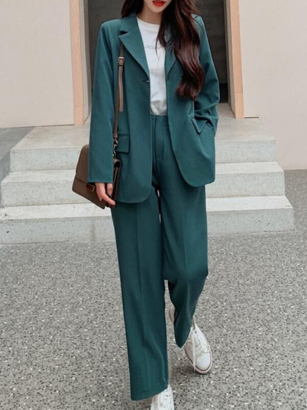  Embroidered Flares Blazer and Pant Suit Women Office