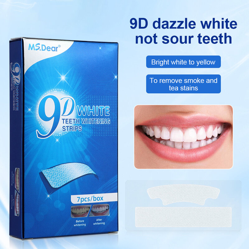 แผ่นฟอกสีฟัน9เส้นสำหรับยาสีฟันเจลรักษาสุขอนามัยช่องปากแผ่นฟอกฟันขาวยืดหยุ่นสองชั้น14ชิ้น/กล่อง