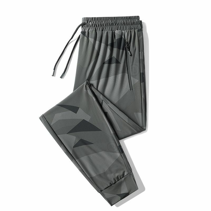 Summer 2024 Men's New Patchwork High Waited Elasticized Drawstring Printed Pocket Zipper Fashion Slim Fit Versatile Casual Pants