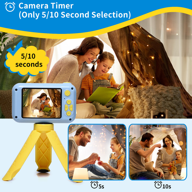 Детская камера, игрушки, 2,4 дюймовый IPS экран, цифровой зум, видео-игрушки, камера для малышей, ребенок, 180 °, откидная ручная камера для детей