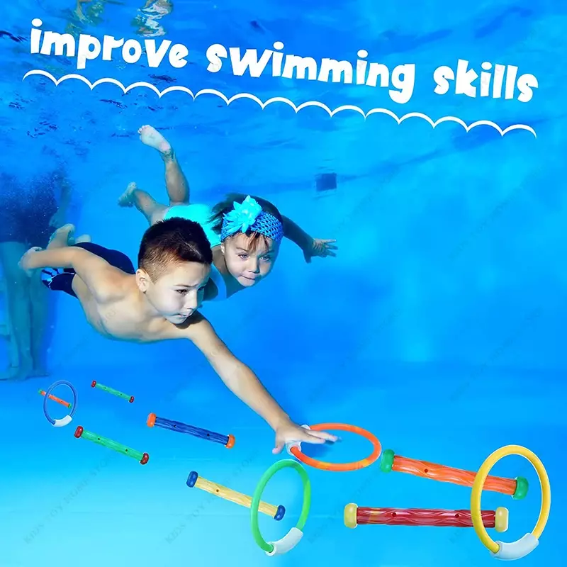 Giocattoli subacquei piscina per bambini include bastoncini ringligrisate Treasures Toypedo Bandits Fish Water Gifts