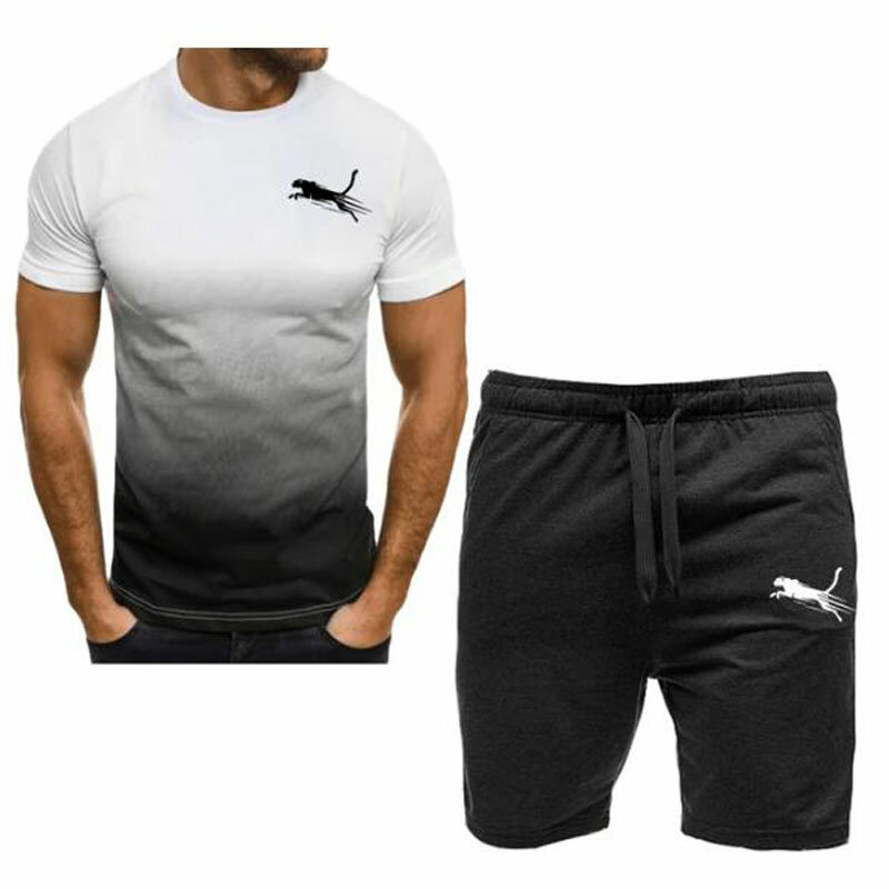 2024 Mode Herren Trainings anzug Kurzarm T-Shirt und Trainings anzug Shorts Sommer lässig Jogger Anzug Herren zweiteiligen Anzug