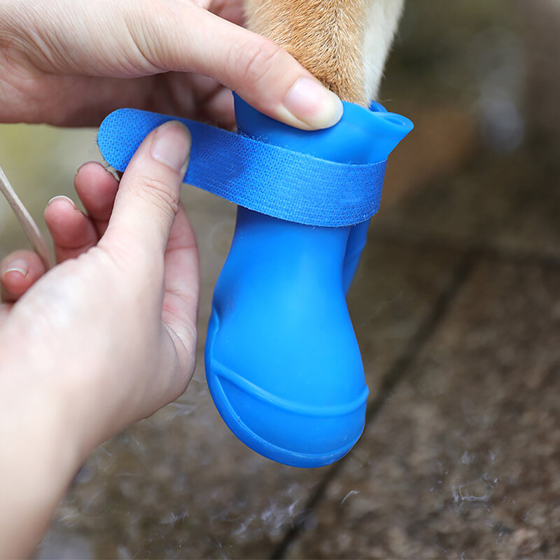 Botas de goma antideslizantes para mascotas, impermeables, 4 piezas, para perros pequeños, medianos y grandes, botines para exteriores, accesorios para mascotas