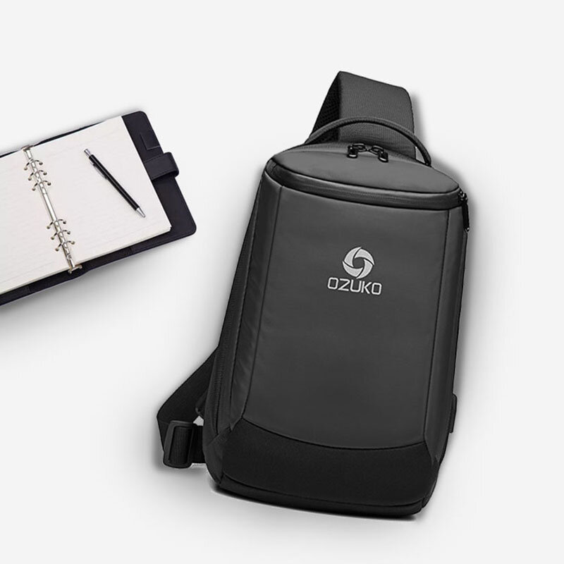 OZUKO luksusowa torba ze sznurkiem do ładowania USB wodoodporna torba Crossbody męska torba na ramię o dużej pojemności krótka wycieczka torby posłańców