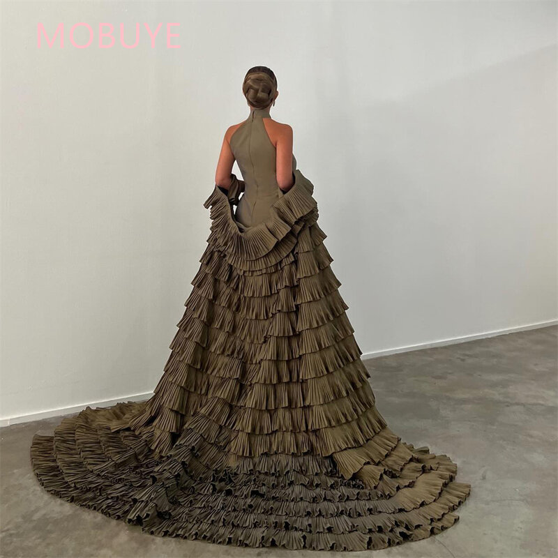 Mobuye 2024 Arab Dubai Off The Shoulder Prom Dress Sjaal Mouwen Met Floor Length Avond Mode Elegante Feestjurk Voor Vrouwen