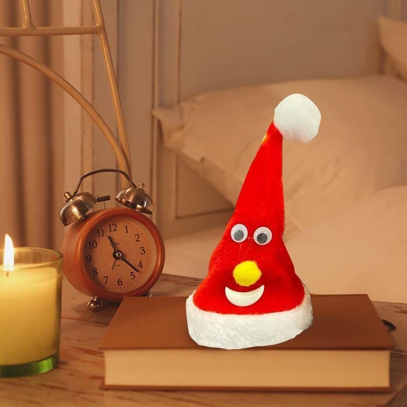 Sombrero de Navidad eléctrico de juguete de felpa para niños, juguetes para niños, cantar, columpio brillante, música, árbol de Navidad