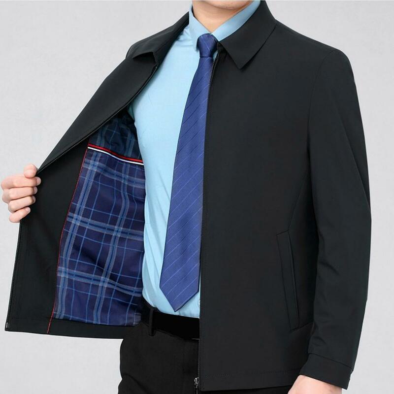 Chaqueta de manga larga para hombre, color sólido, simple y versátil, tiene un aspecto elegante que nunca pasa de estilo.