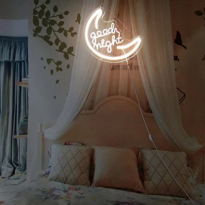 LED Neon Light Sign Good Night Letters Neon Sign Hello Dream Room Decor Holiday Christmas Party Baby Gifts Wedding Decorations