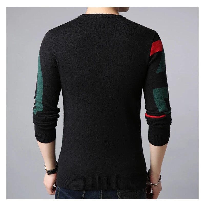 Suéter de estilo coreano para hombre, Jersey de punto ajustado con letras, para adolescentes, novedad de otoño e invierno