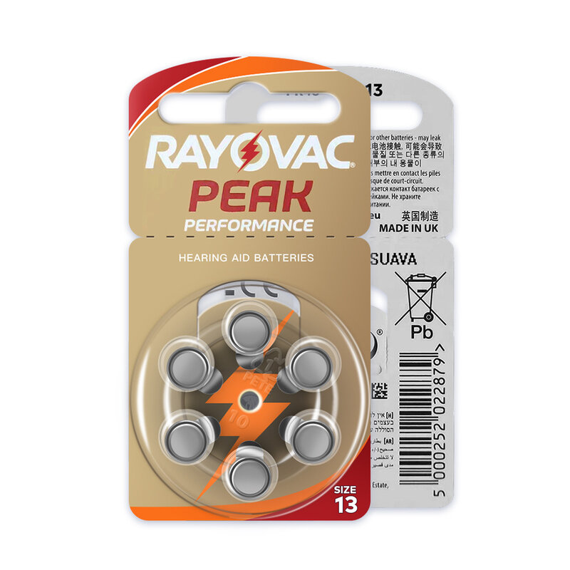 Rayovac Peak – batterie Zinc-Air pour appareil auditif, 60 pièces, A13 13A 13 P13 PR48