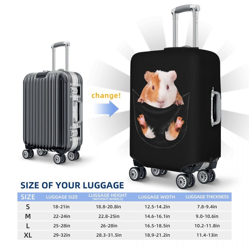 Funny Guinea Pig In Pocket Suitcase Cover Dust Proof Pet Owners Travel Luggage Covers for 18-32 inch