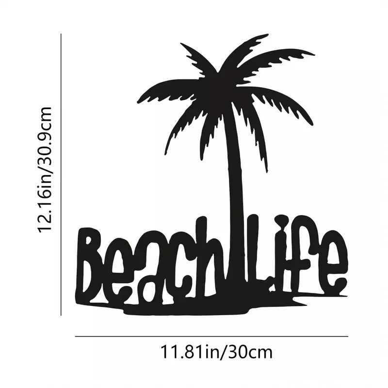 Palmeira de metal para decoração de casa, tema da praia, decoração da parede ao ar livre, palmeira pendurada, recorte Artesanato Tropical