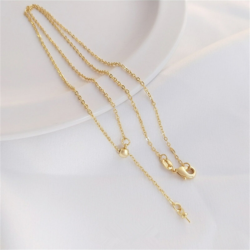 Collier simple rempli d'or 14 carats avec perles en plastique, réglable, demi-trou en forme de Y, pendentif africain, clavicule JODIY, B75