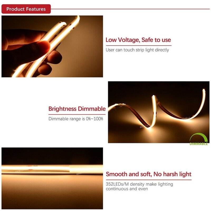 Bande lumineuse LED auto-arina, lampe jouet, ruban flexible, haute densité, bricolage, éclairage extérieur, 3000K, 6000K, 320 lampes, 12V