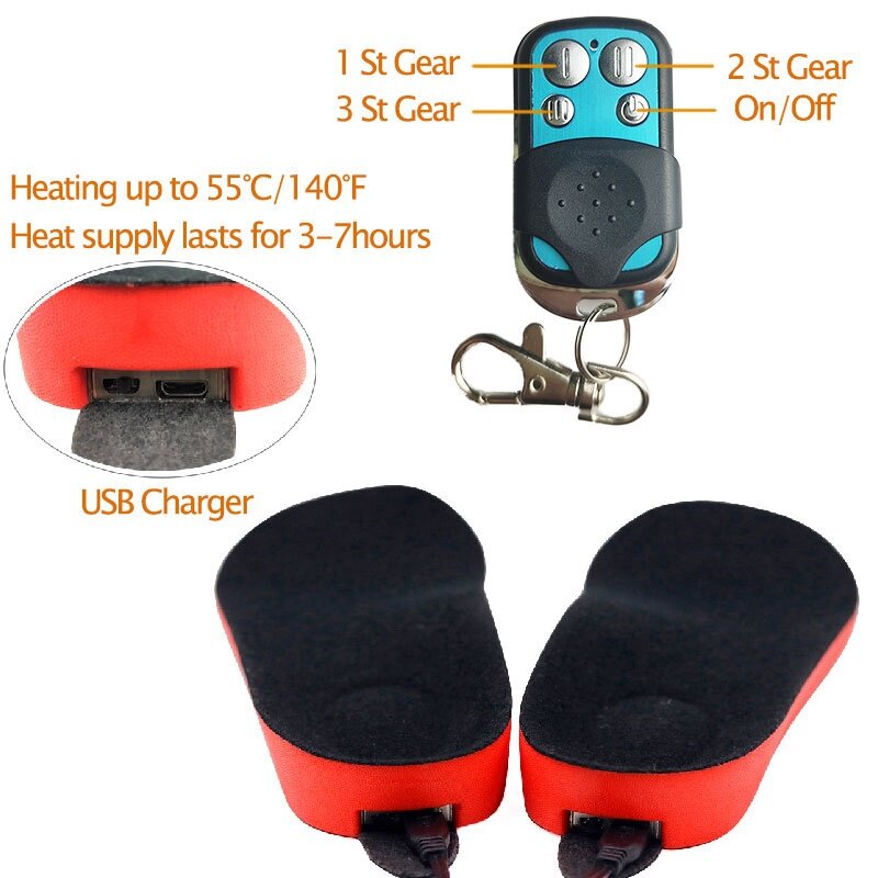 2200Mah Rechargeable Electric Heating Insoles With Remote Control Winter Warm Heated Insoles Sport Shoes Pads US Plug