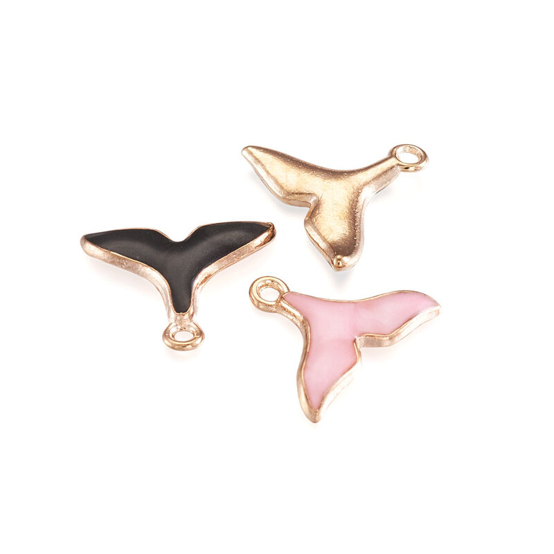 50pcs Alloy Enamel Whale Tail Shape Pendants Fish Tail Charms Random Mixed Color For Necklace Bracelet Earrings Jewelry Making