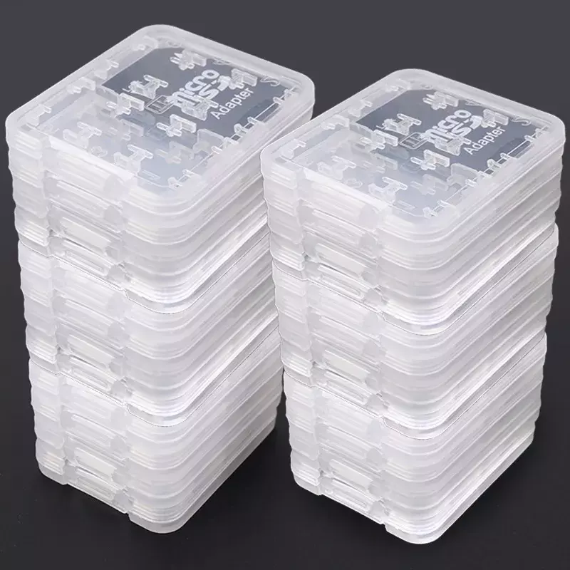 Transparente Mini Cartão de Memória Storage Case Bag, 8 em 1 Protector Holder, plástico, SD, SDHC, TF, MS, 1-5Pcs