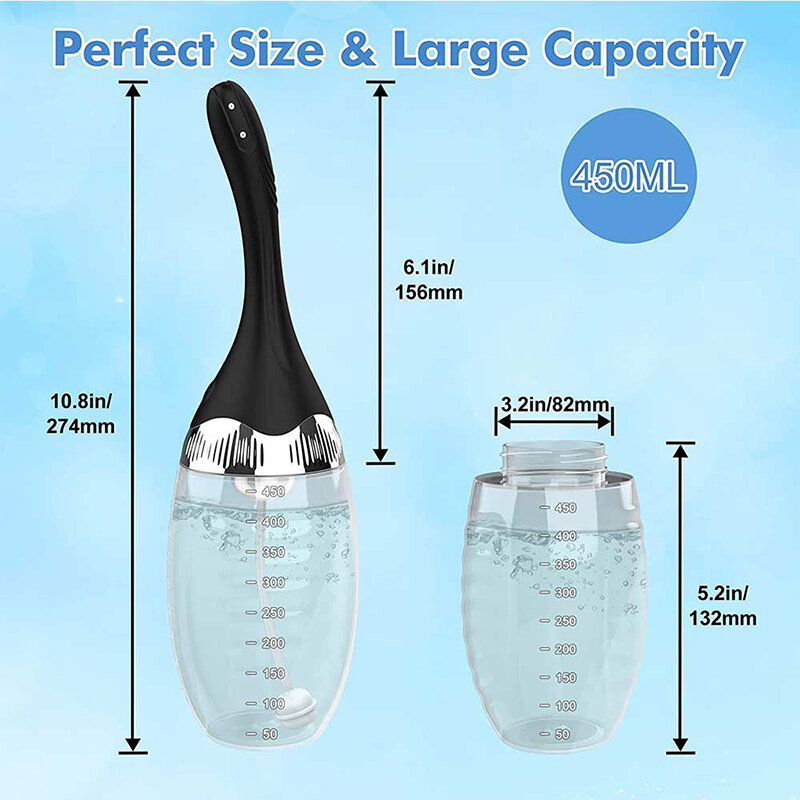 Silicone Enema Anal Douche Cleaner Automatic Electric Bidet Enema Bulb with 3 Speeds for Men Women Colon Cleansing Bathroom