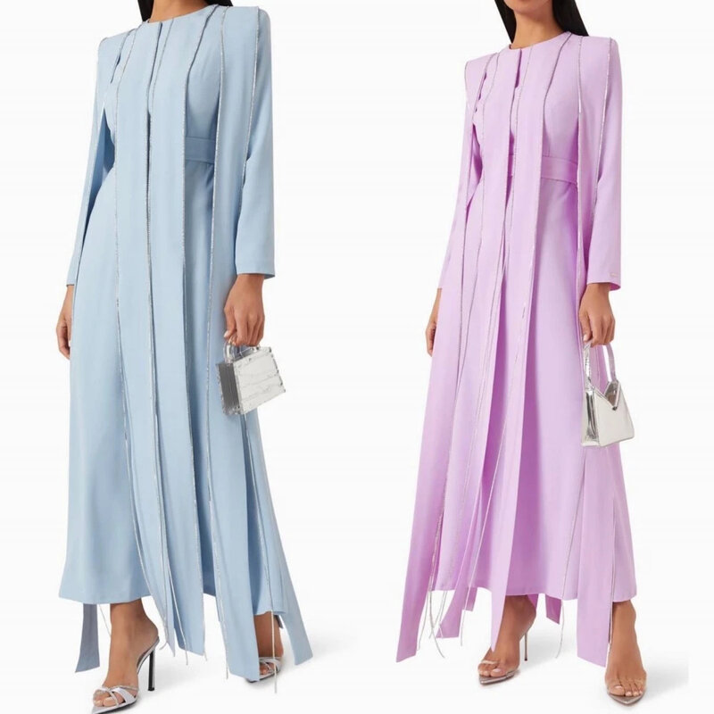 2024 saudi o Hals Abendkleid Langarm Kristall elegantes Ballkleid nah östlichen Frauen besonderen Anlass Abendkleid