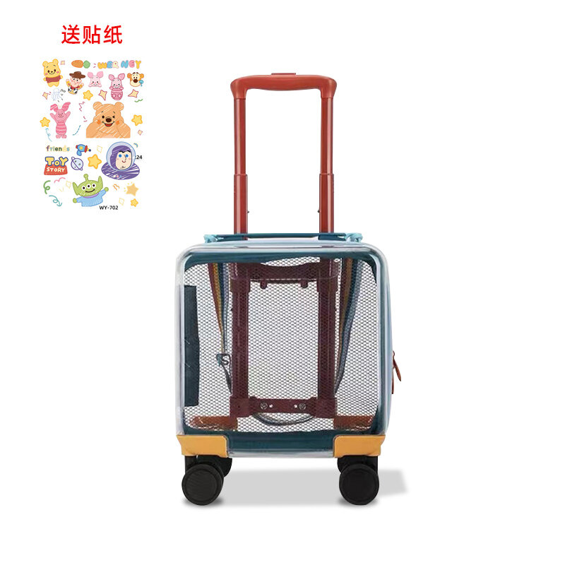 Valise transparente pour enfants, valise à roulettes pour enfants, dessin animé mignon, boîte de voyage, cabine à bagages d'embarquement, 14 po, 20 po