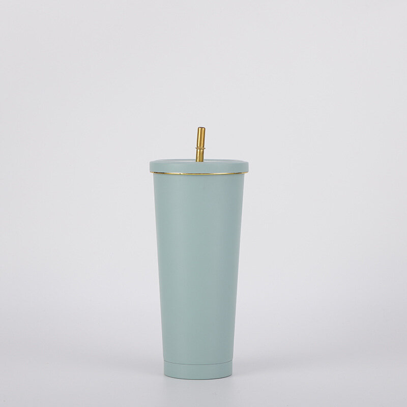 304 Edelstahl isolierte Tasse mit hohem ästhetischen Wert Desktop Stroh Tasse Student Paar Geschenk becher