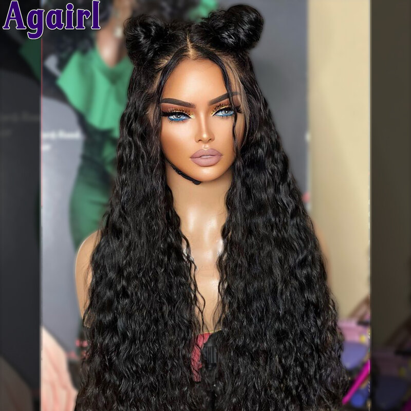 200% Highlight Brown Glueless Ready Go Brazilian Water Wave Lace Frontal Wig 13X6 Curly Human Hair Wigs Transparent 6X4 Lace Wig