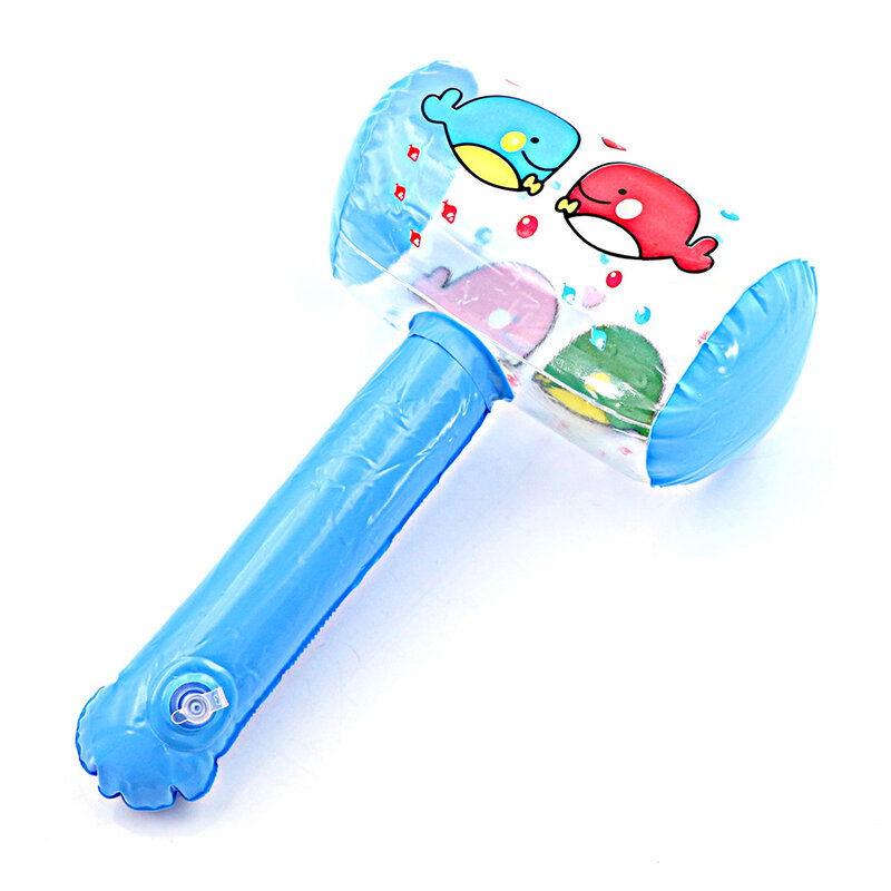 1Pc Schattige Cartoon Opblaasbare Hamer Lucht Hamer Met Bel Willekeurige Kleur Groothandel Kinderen Opblazen Lawaai Maker Speelgoed