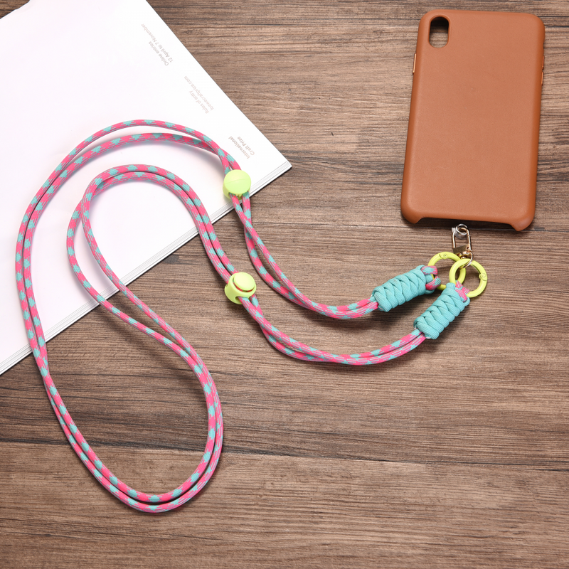 Cordão colorido de corrente de telefone móvel para homens e mulheres, correia de nylon, estilo longo, corda telefônica ajustável, moda