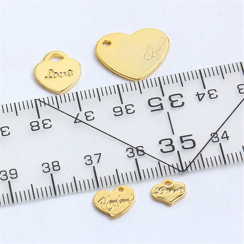Pendentif de sac en or 14 carats, étiquette volante anglaise, lettre, fleur, amour, petit pendentif, fait à la main, bracelet de bricolage, collier, accessoires conseillers