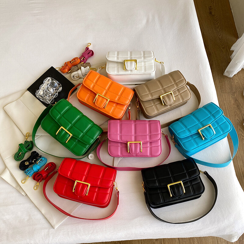 مصمم منقوشة حقيبة الكتف للنساء موضة واسعة حزام تحت الإبط المتسوق حقيبة 8 ألوان بولي Leather جلد السيدات حقيبة يد حقائب كروسبودي