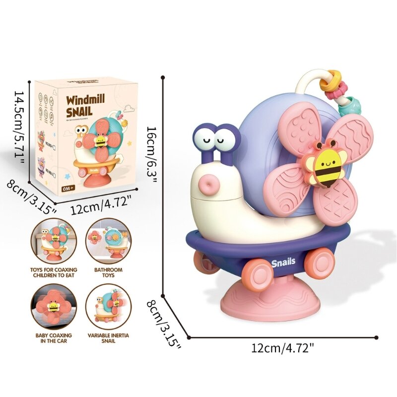 Cartoon Suction Cup Spiner Toy Sensory Exploration Toy for Baby Bathing Eating Dropship