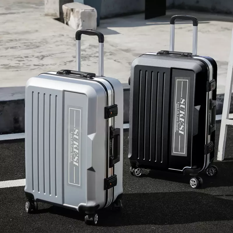Aluminiowa rama bagażu męska damska walizka na kółkach trwała 20-calowa mała walizka podróżna na pokład hasło skórzana walizka