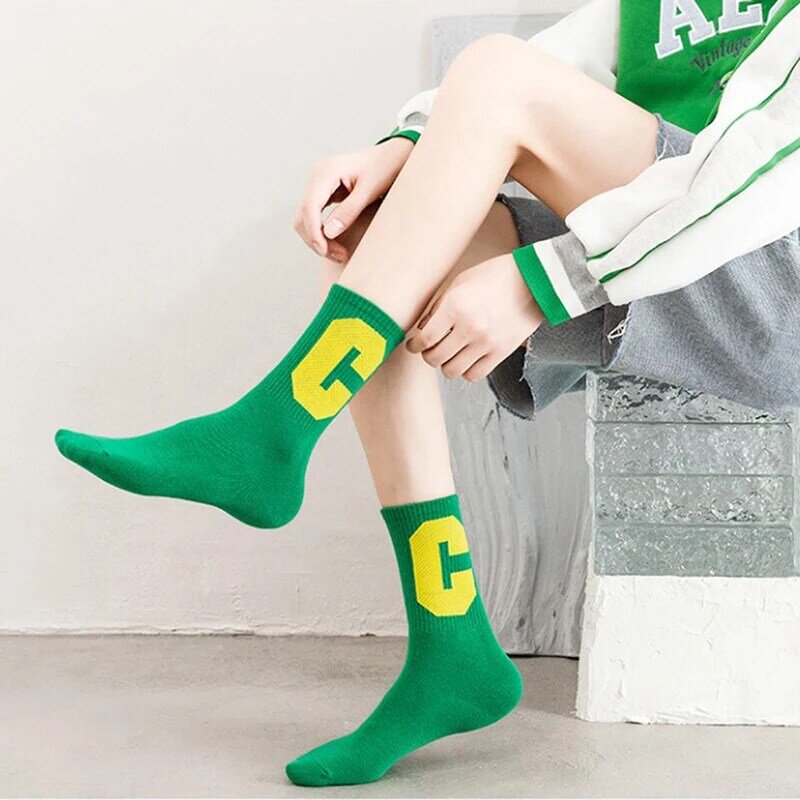 Горячая Распродажа осенне-зимние корейские красочные большие спортивные мужские и женские носки с буквами C