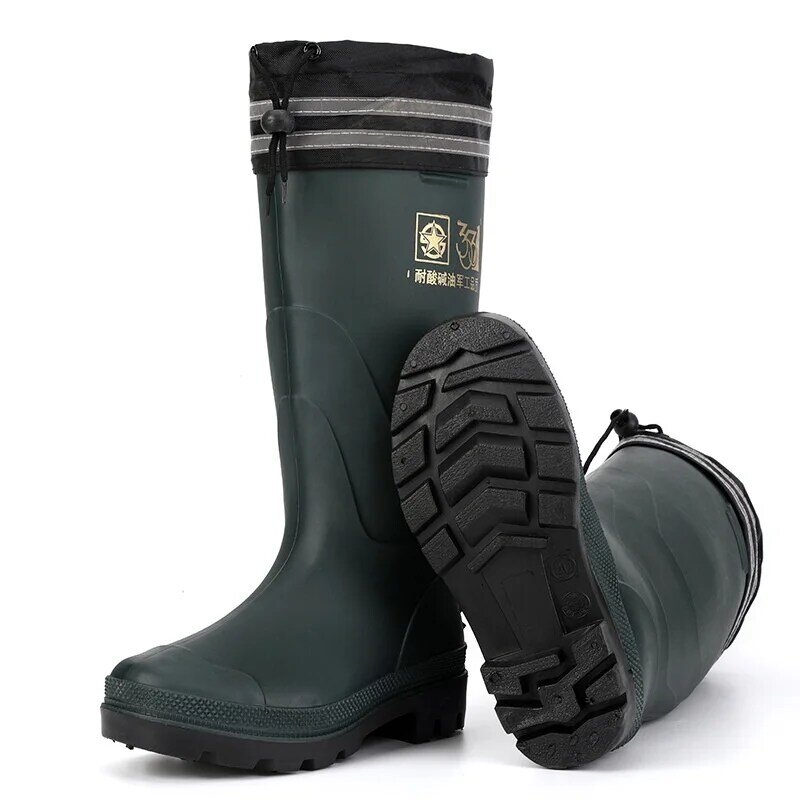Sapatos masculinos de chuva de pelúcia à prova de vento, botas reflexivas à noite, bota de PVC de alta qualidade, inverno 2024