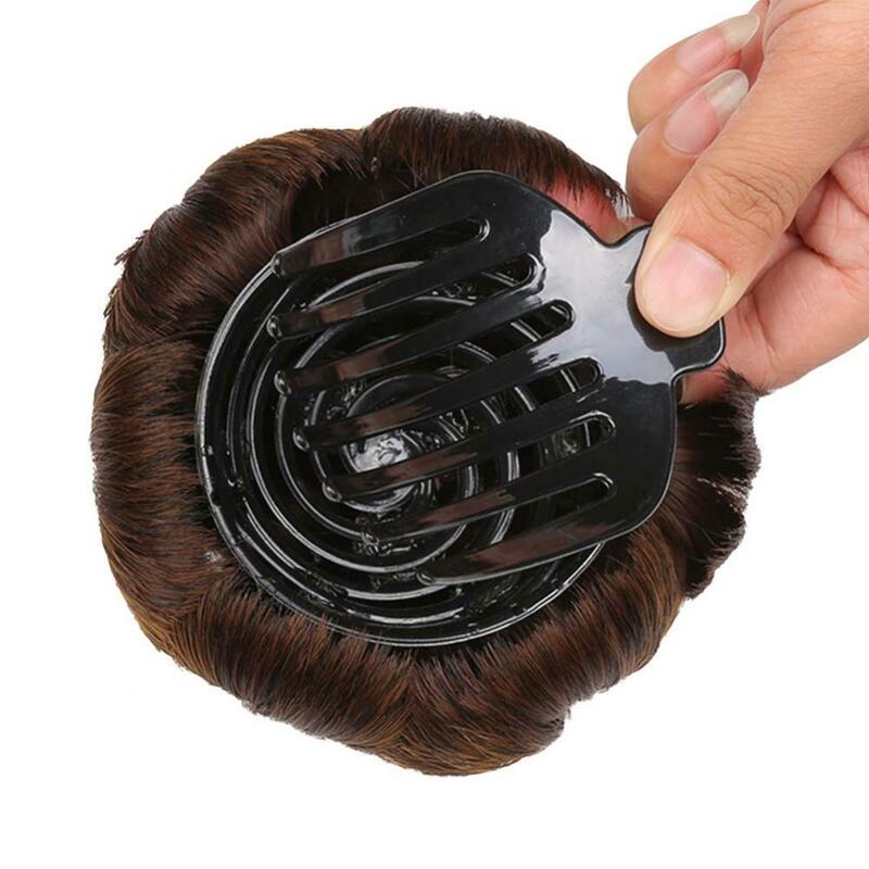 Women Faux Synthetic Hair Bun Extension Elastic Wavy Bridal Donut Chignon Hairpiece Curly Scrunchie Chignon Synthetic Hair Ring