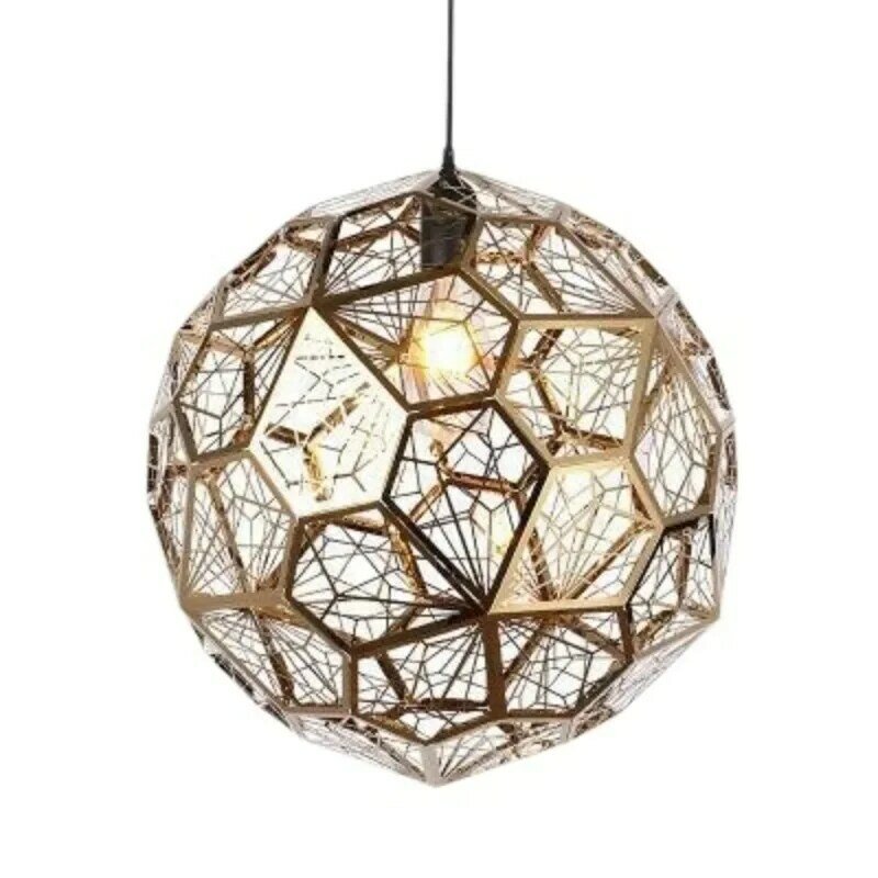 Nordic Italian Gold Copper Silver Etched Mesh Pendant LightEmbroidered Ball Shaped StainlessSteelRestaurant BedroomPendant Light