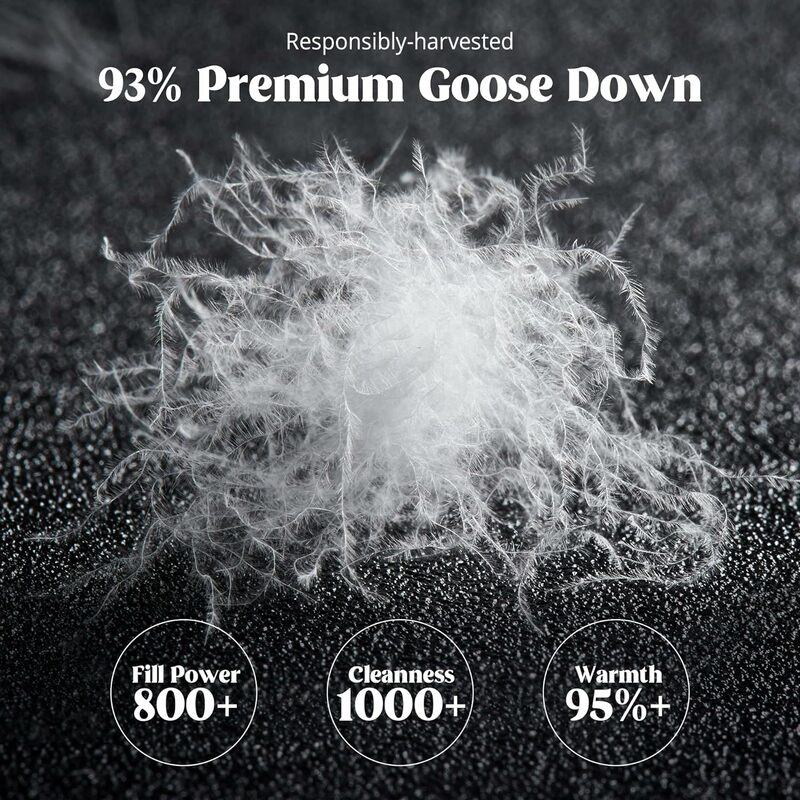 Puredown®Piumino in piuma d'oca Full/Queen Size 800 Fill Power, inserto piumino oversize invernale 100% cotone 700 Thread Count