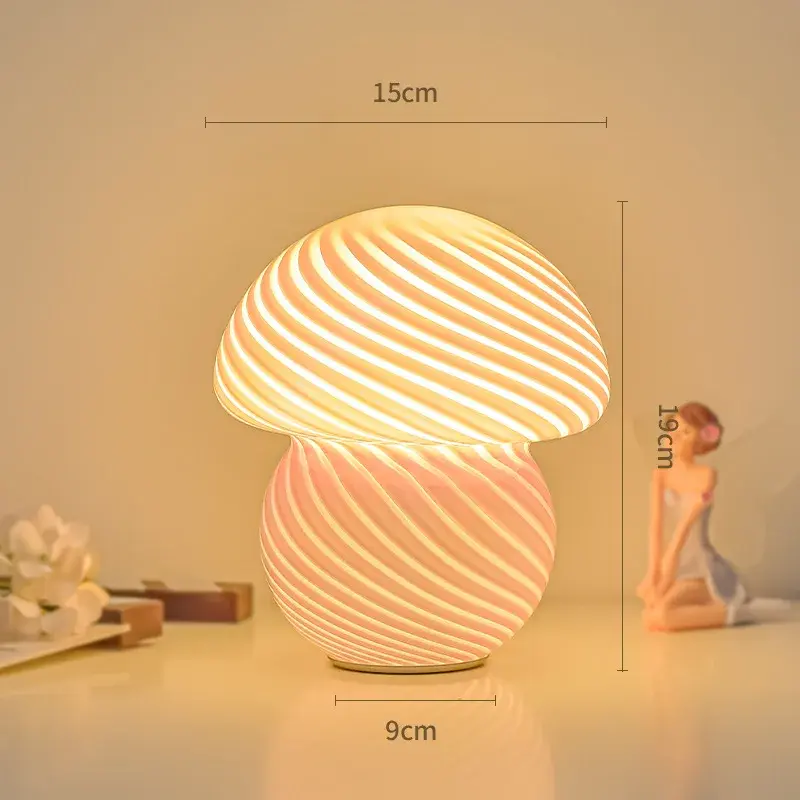Creative Glass Mushroom Table Light Adjustable LED Bedroom Bedside Night Lamp Study Living Room Minimalist Decorative Desk Lamps