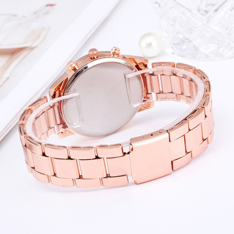 Jam tangan Quartz mewah jam tangan gelang baja tahan karat perak berlian imitasi bulat kasual mode bisnis wanita jam tangan wanita