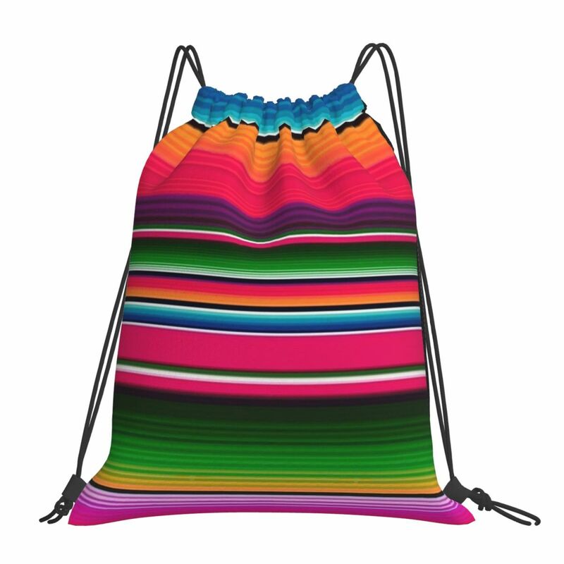Couverture mexicaine rayée Fi.C. Serape, sacs à dos à la mode, sacs à ficelle de proximité portables, sac de rangement pour livres, sacs d'école pour hommes et femmes