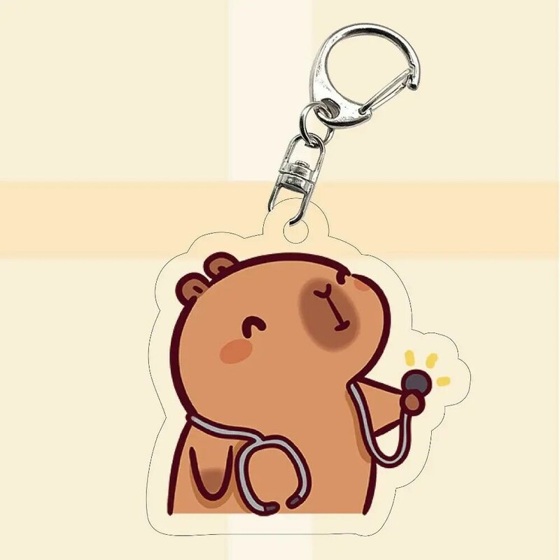 LLavero de Capybara de dibujos animados para hombre y mujer, accesorio creativo y divertido de acrílico, colgante de Kapibara, adorno colgante para llaves de coche y bolso, Unisex