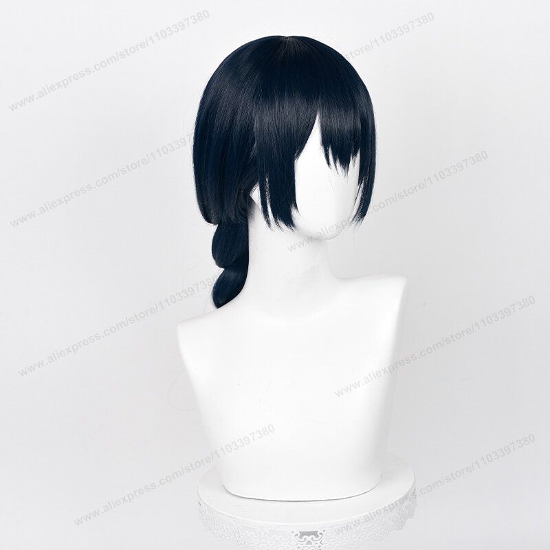 Amanai Riko-Peluca de Cosplay de Anime para mujer, pelo sintético resistente al calor, color negro y azul, 60cm de largo, con gorro