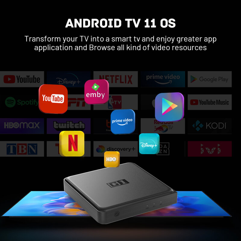 Kinhank-G1 Caixa de TV Android com Netflix, 4K, Certificado do Google, Amlogic S905X4, 4 + 32G, WiFi6, Áudio Dolby, Dolby Vision, Media Player