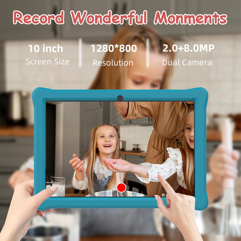 QPS Tablet Anak 10 Inci Android 10 Quad Core 2GB 32GB WIFI 6000MAh Tablet Pembelajaran untuk Anak Balita dengan Aplikasi Anak