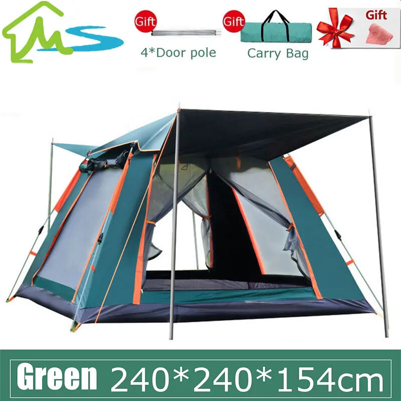 4-6 Orang Luar Ruangan Otomatis Cepat Terbuka Tenda Tegak Tahan Air Berkemah Tenda Keluarga Luar Ruangan Instan Setup Tenda dengan Tas Carring